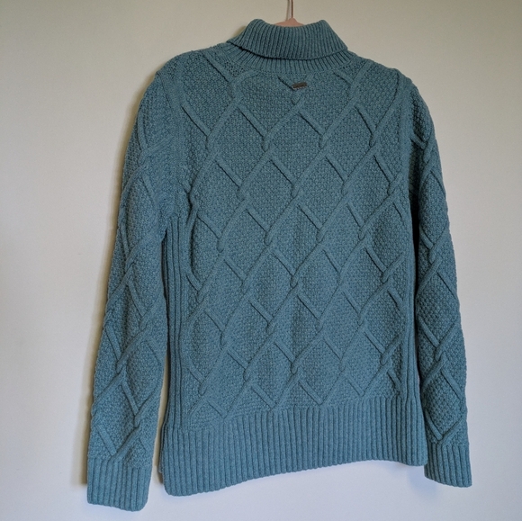 Barbour Turquoise Cable Knit Turtleneck Sweater Size 6 - Picture 9 of 10